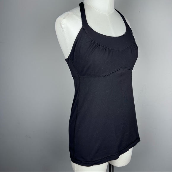 EUC - Lululemon Black Tank w/ Built-in Bra & Back Detail, Size 8 - Picture 4 of 13